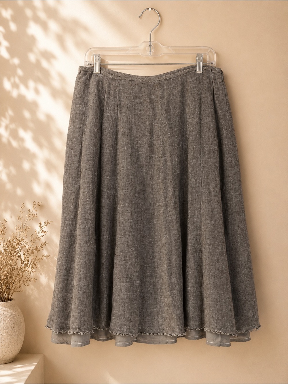 Eileen Fisher Washed Organic Linen Delave Skirt  lined 
size L (34X28) - Picture 2 of 5